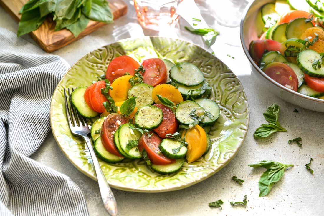 Cucumber Tomato Basil Salad Nourishing Meals